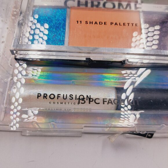 Profusion Silver Glitters Chrome 13 Eyeshadow Palette Holiday Make Up Face Kit - Picture 2 of 7